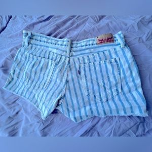 Blue and White Striped Daisy Duke Levi Shorts